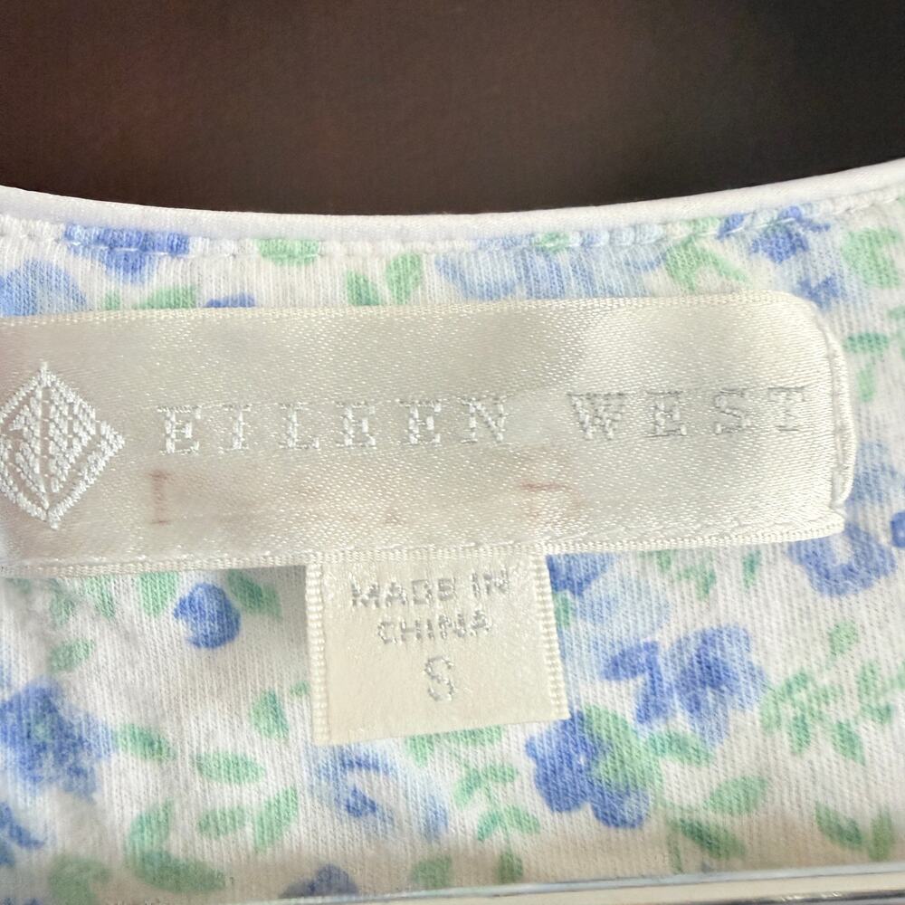 EILEEN WEST | Blue floral Soft Jersey Cap Sleeve Nightgown | Small - Picture 4 of 5